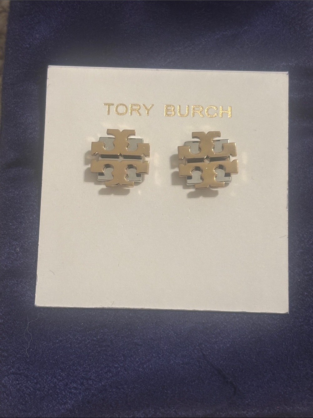 Tory Burch Large T Logo Stud Earrings - Tory Silver & Gold